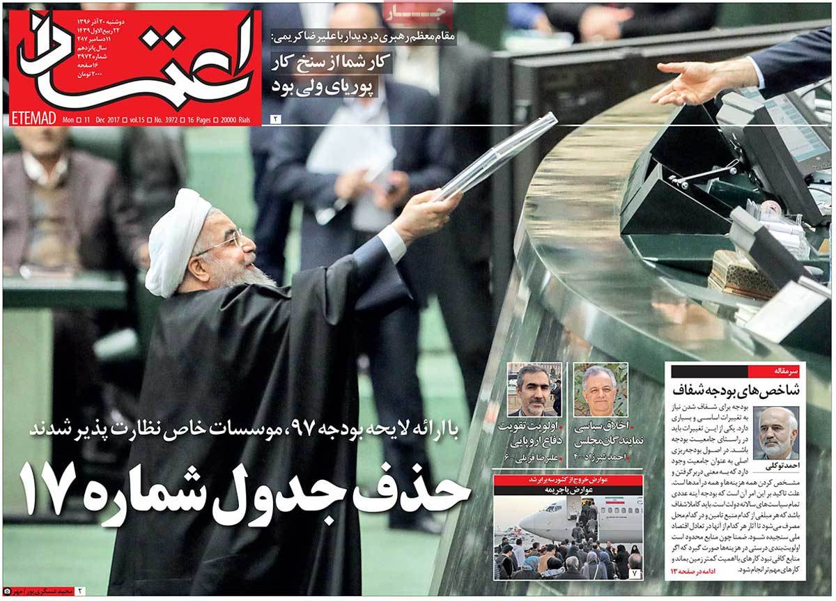 A Look at Iranian Newspaper Front Pages on December 11