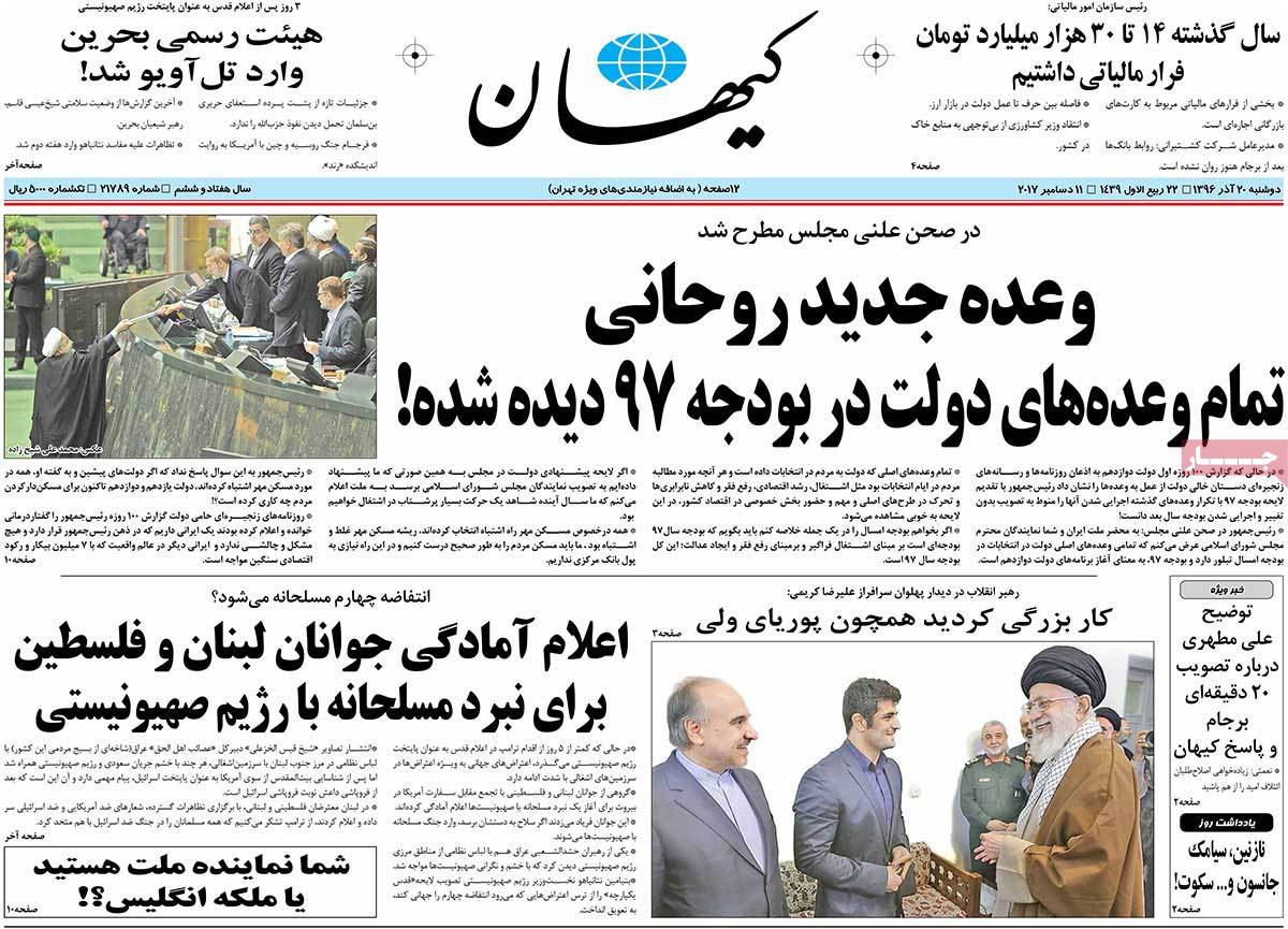 A Look at Iranian Newspaper Front Pages on December 11