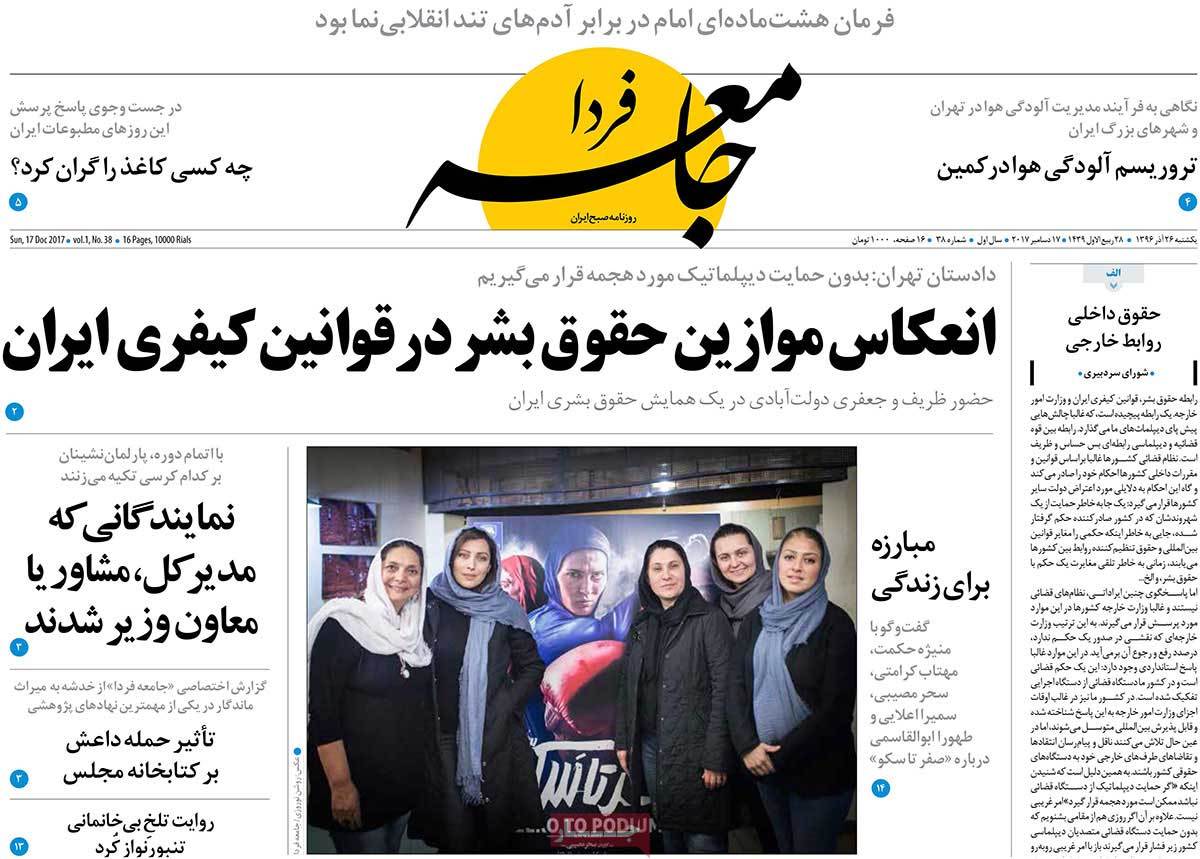 A Look at Iranian Newspaper Front Pages on December 17