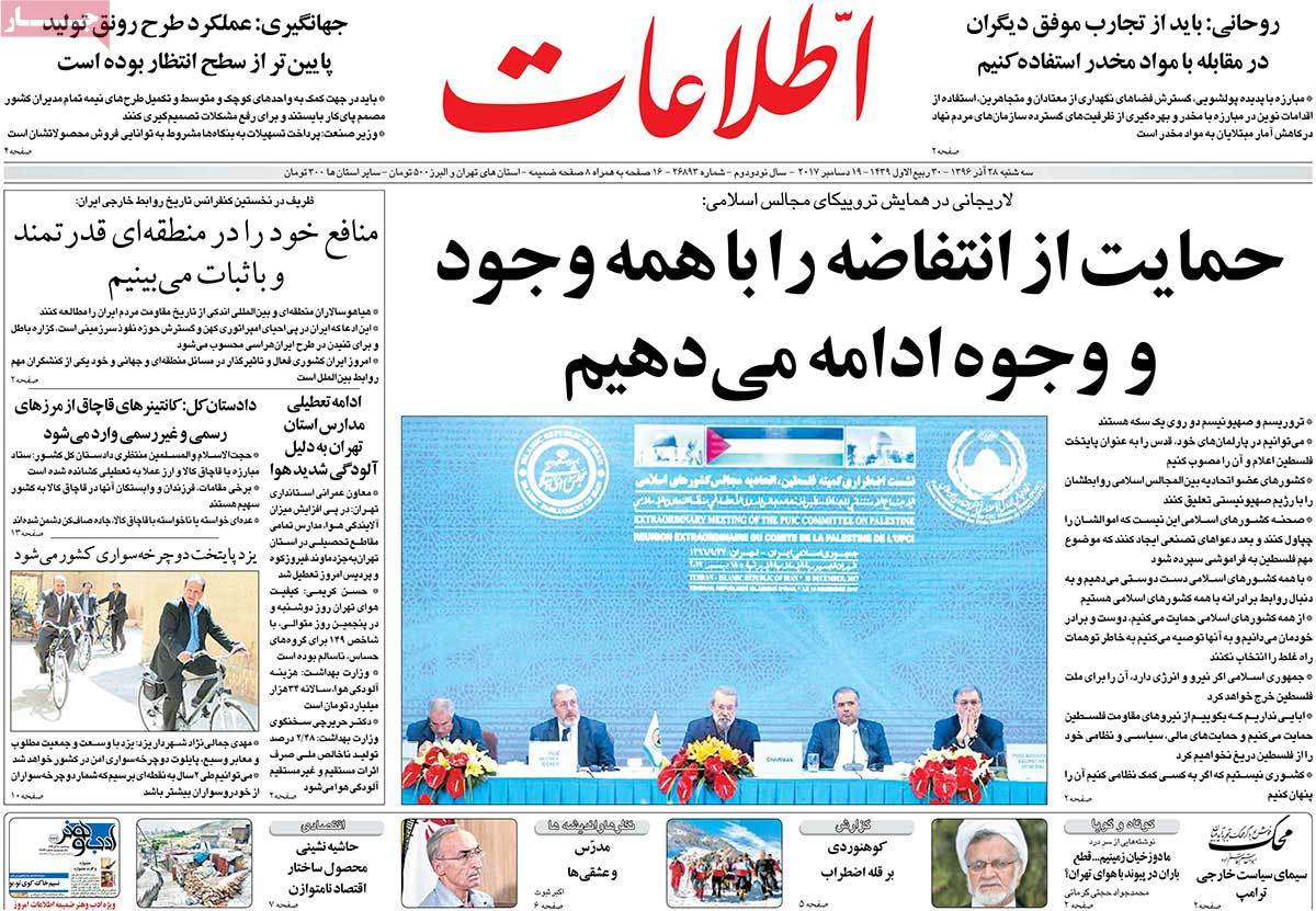 A Look at Iranian Newspaper Front Pages on December 19