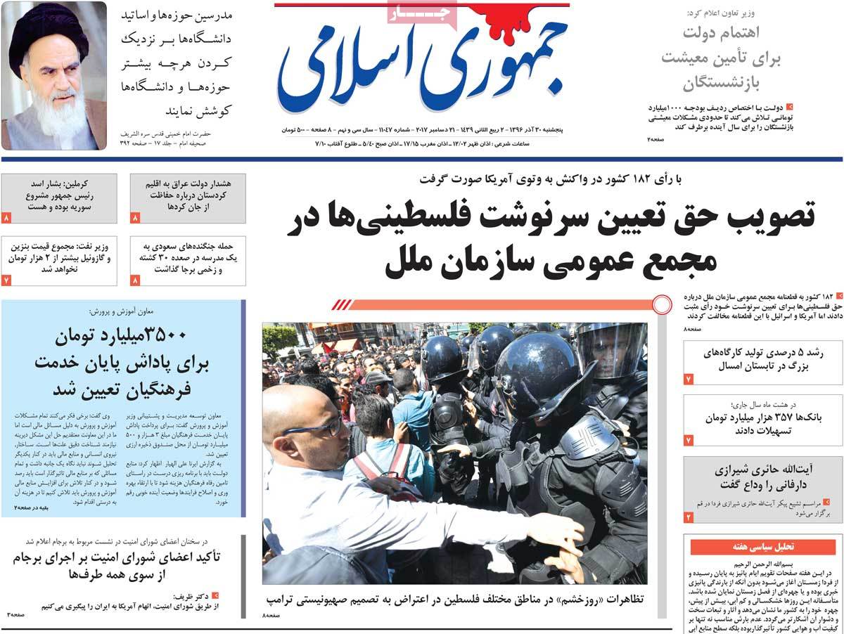A Look at Iranian Newspaper Front Pages on December 21