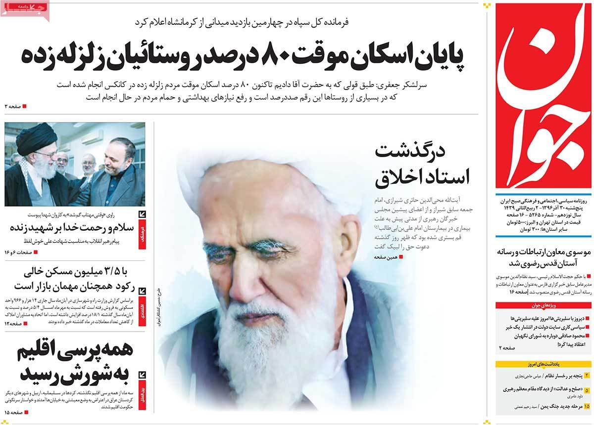 A Look at Iranian Newspaper Front Pages on December 21