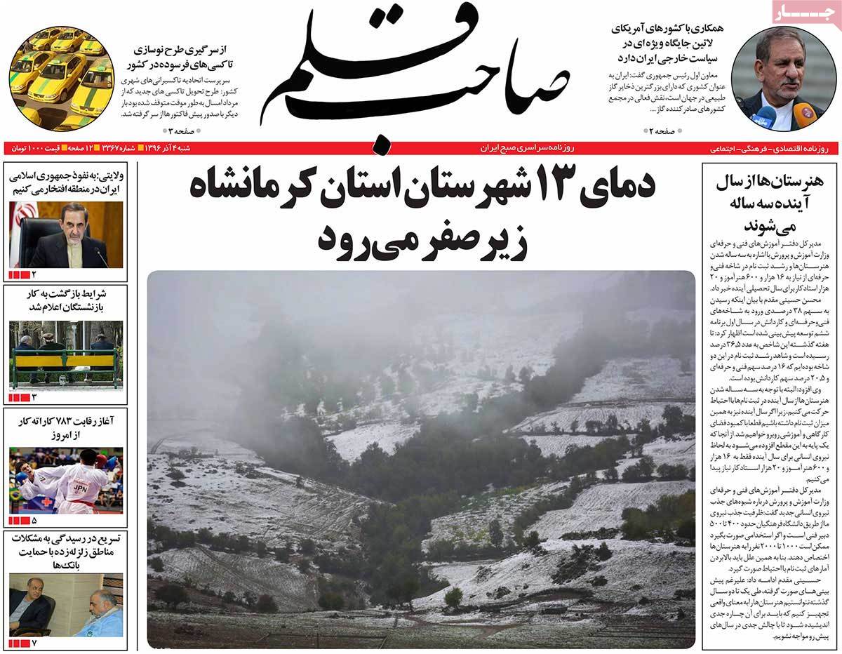 A Look at Iranian Newspaper Front Pages on November 25