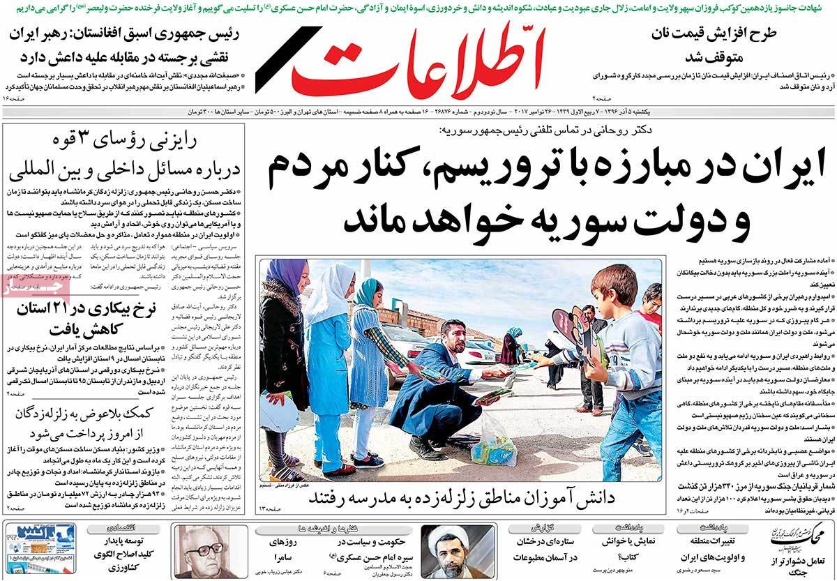 A Look at Iranian Newspaper Front Pages on November 26