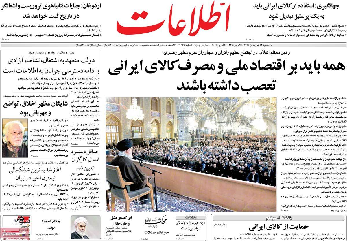 A Look at Iranian Newspaper Front Pages on April 3