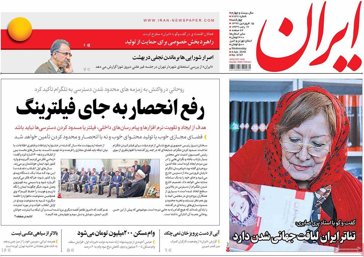 A Look at Iranian Newspaper Front Pages on April 4