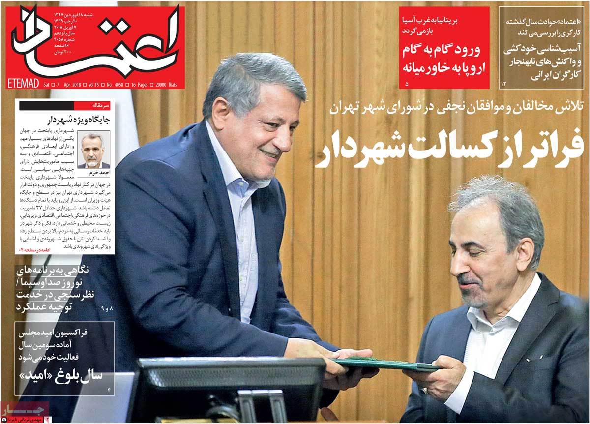 A Look at Iranian Newspaper Front Pages on April 7