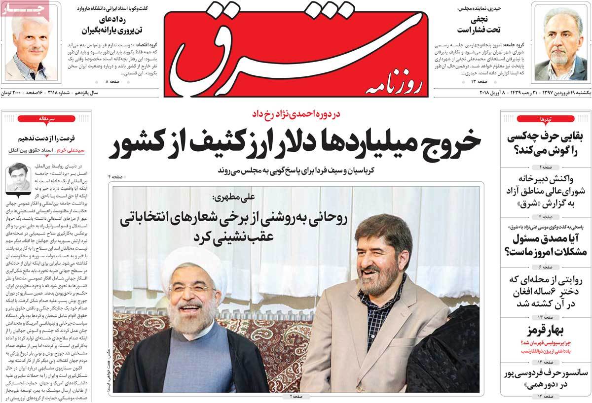 A Look at Iranian Newspaper Front Pages on April 8