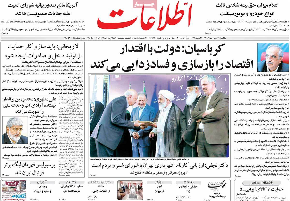 A Look at Iranian Newspaper Front Pages on April 8