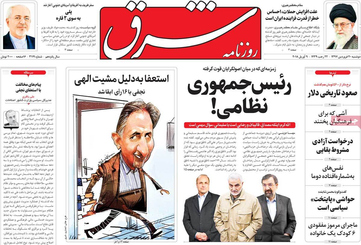 A Look at Iranian Newspaper Front Pages on April 9