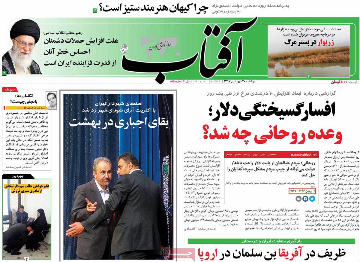 A Look at Iranian Newspaper Front Pages on April 9