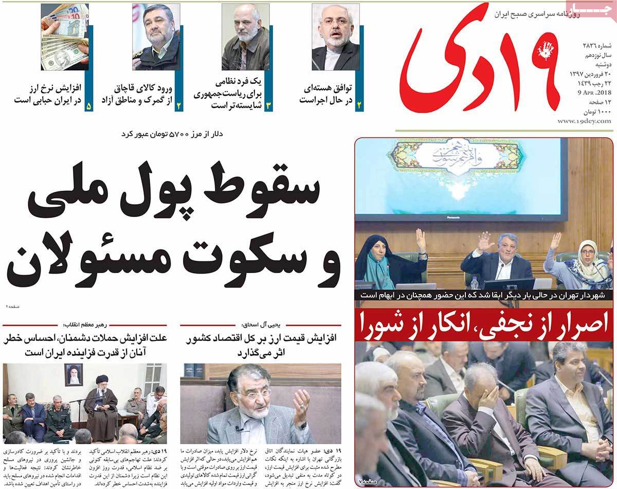 A Look at Iranian Newspaper Front Pages on April 9