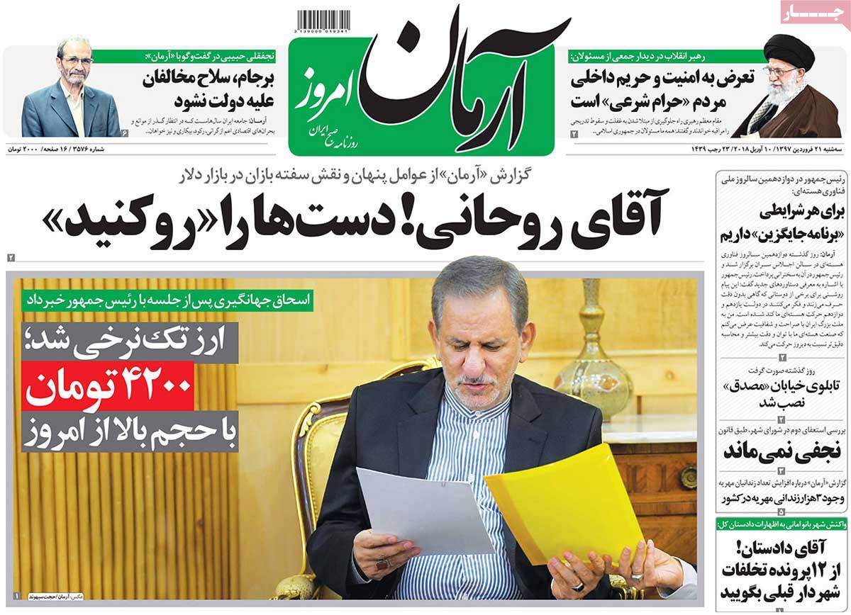 A Look at Iranian Newspaper Front Pages on April 10