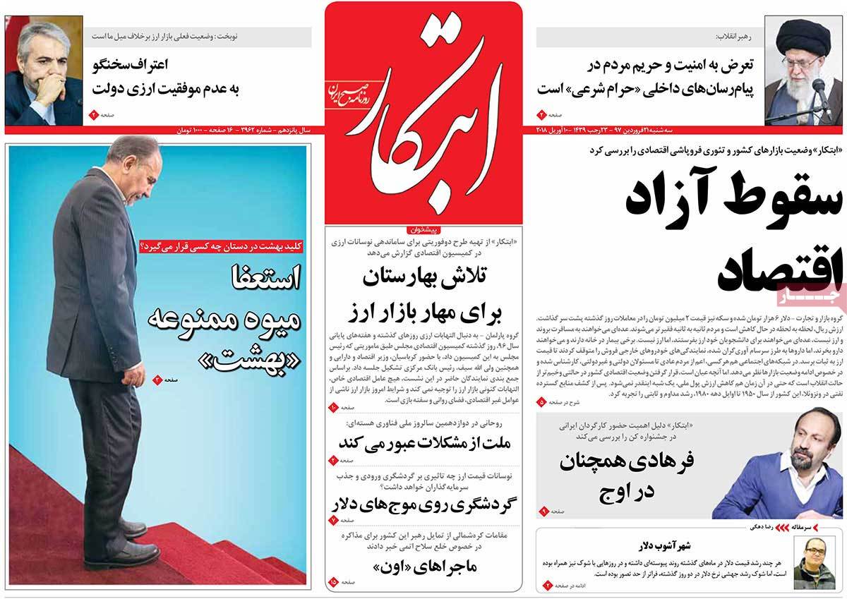 A Look at Iranian Newspaper Front Pages on April 10