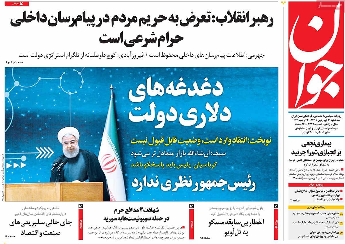 A Look at Iranian Newspaper Front Pages on April 10