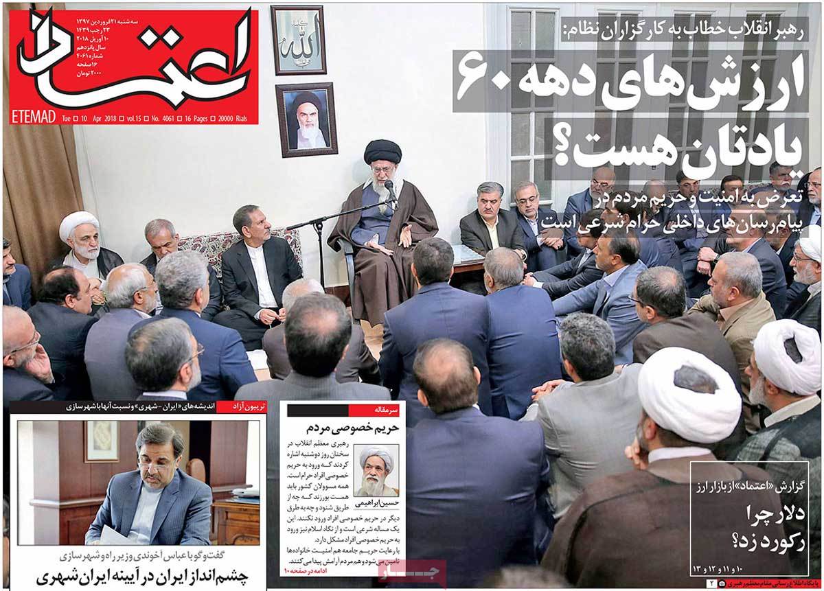 A Look at Iranian Newspaper Front Pages on April 10