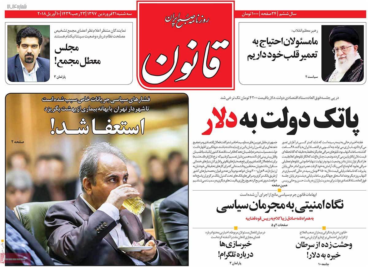 A Look at Iranian Newspaper Front Pages on April 10