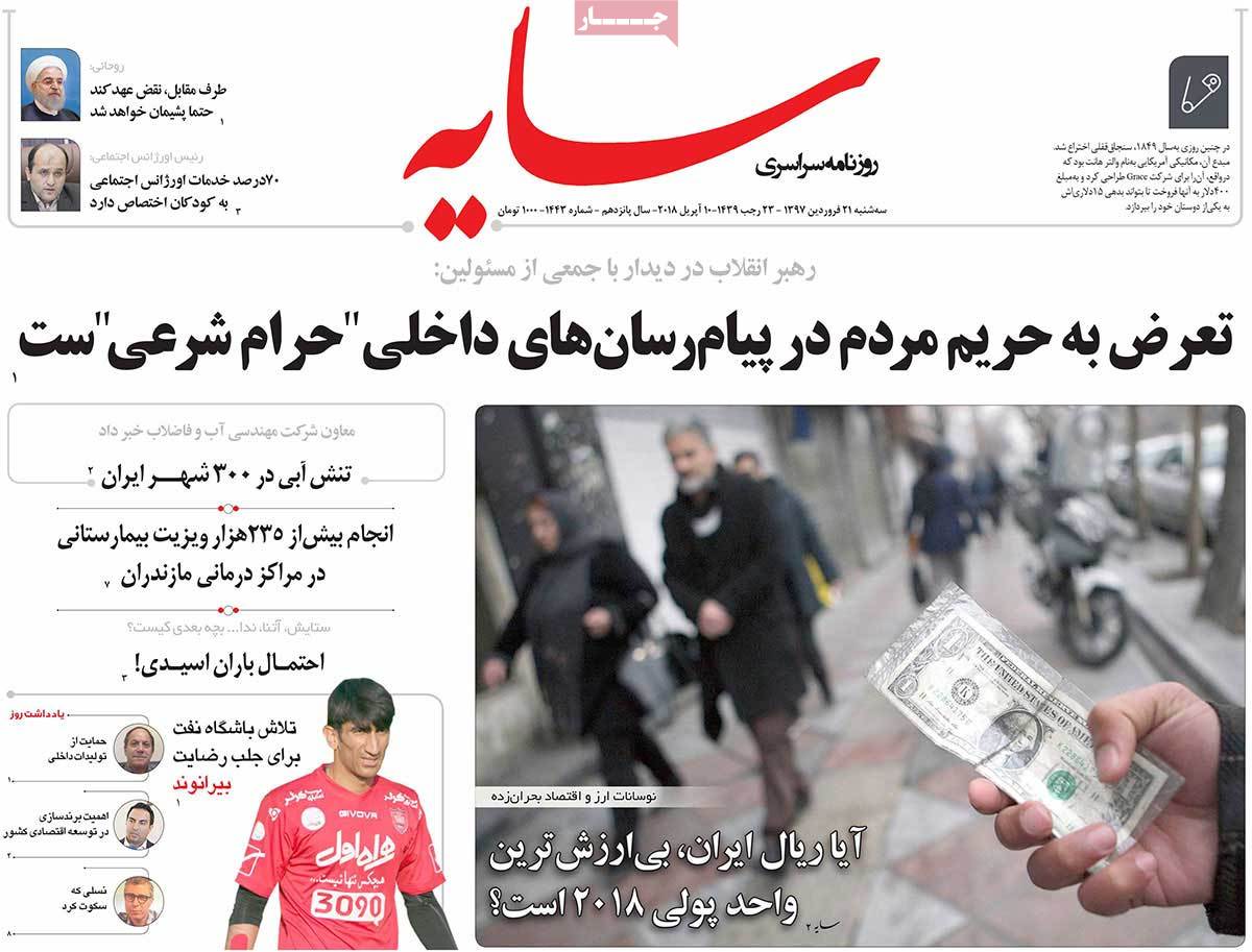 A Look at Iranian Newspaper Front Pages on April 10