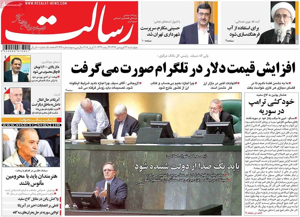 A Look at Iranian Newspaper Front Pages on April 11