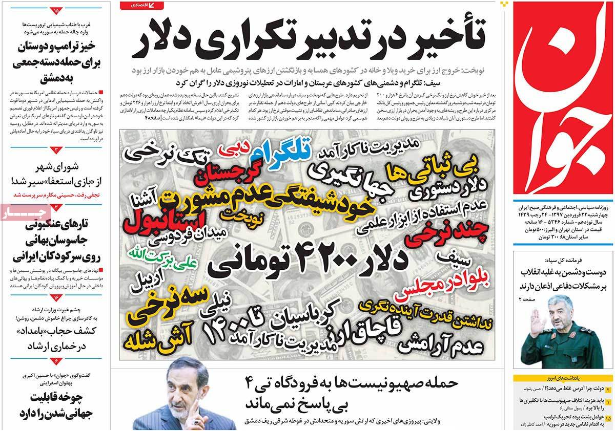 A Look at Iranian Newspaper Front Pages on April 11