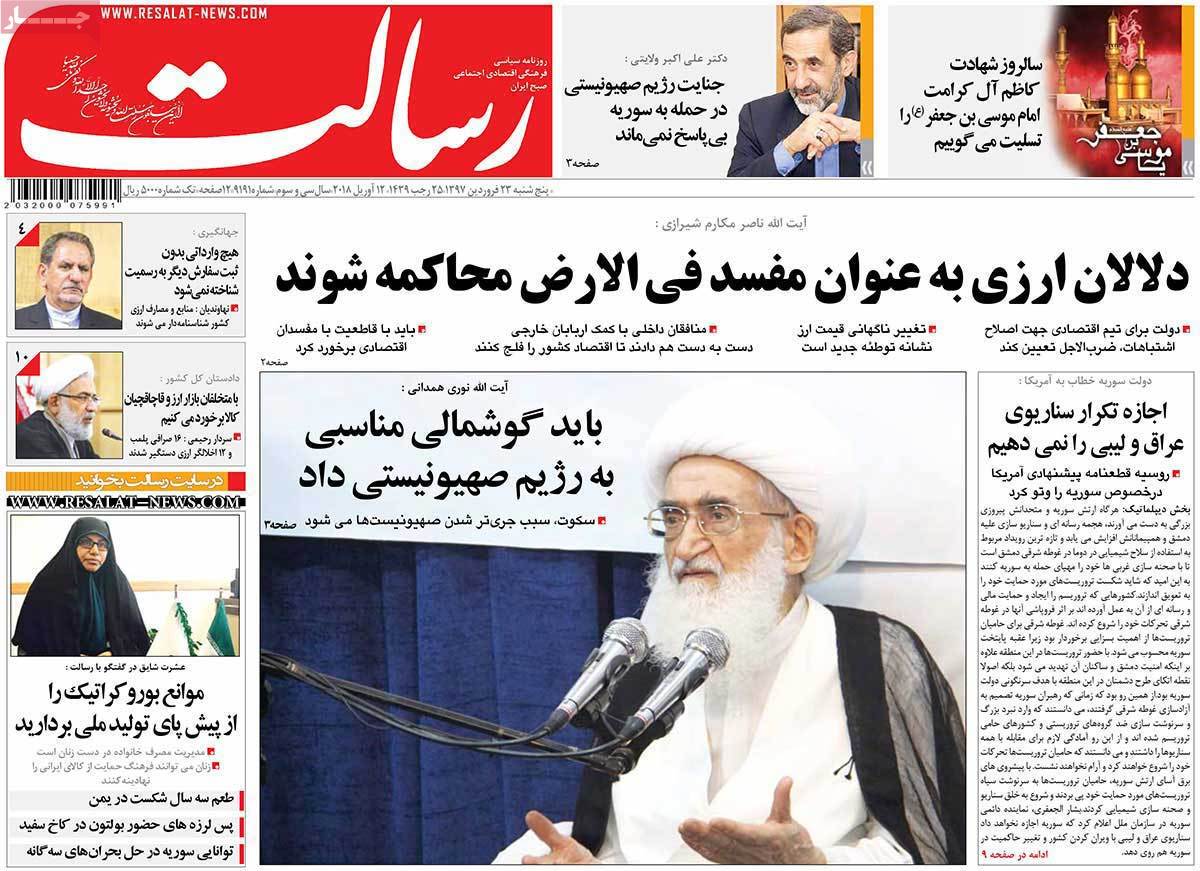 A Look at Iranian Newspaper Front Pages on April 12