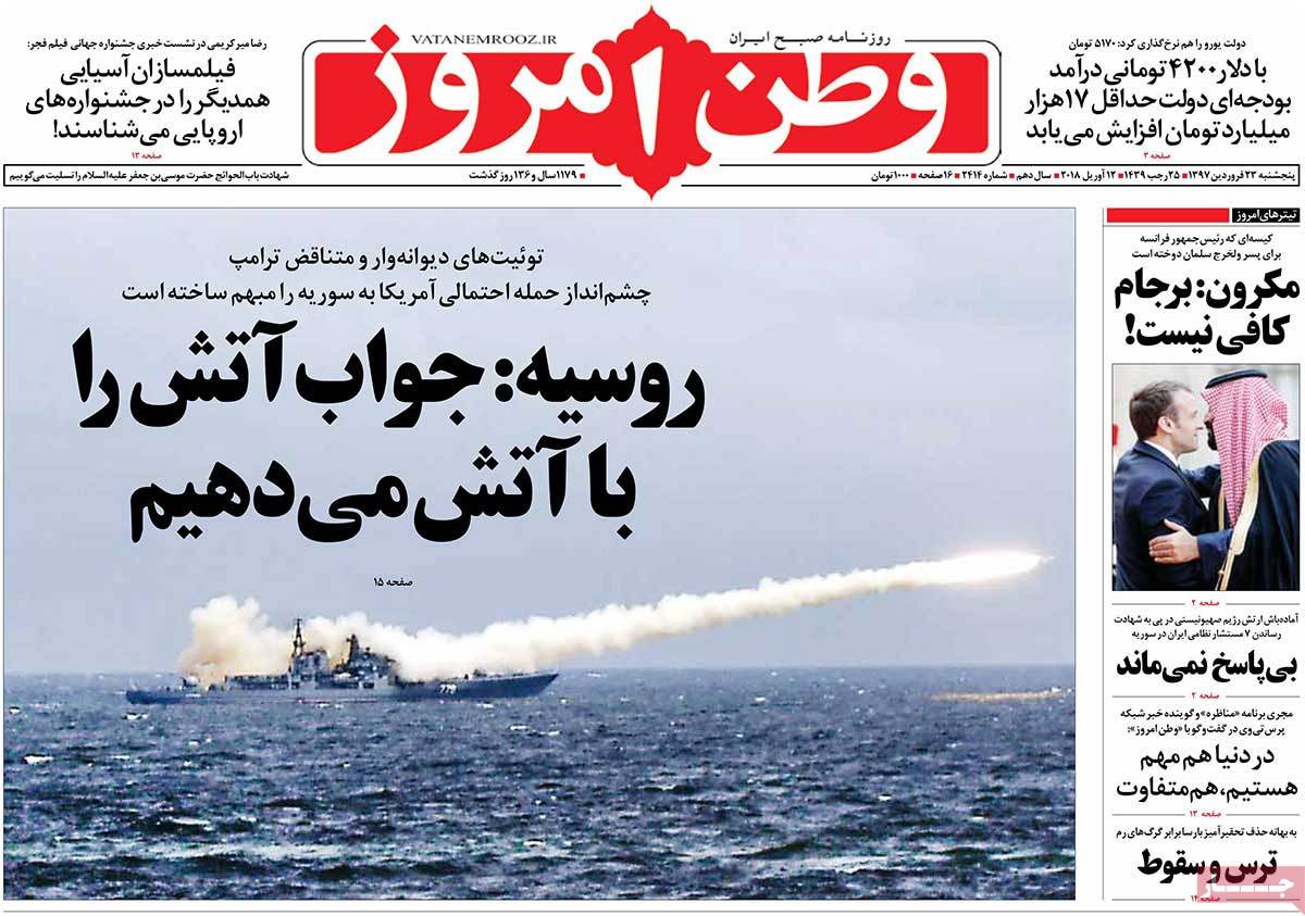 A Look at Iranian Newspaper Front Pages on April 12