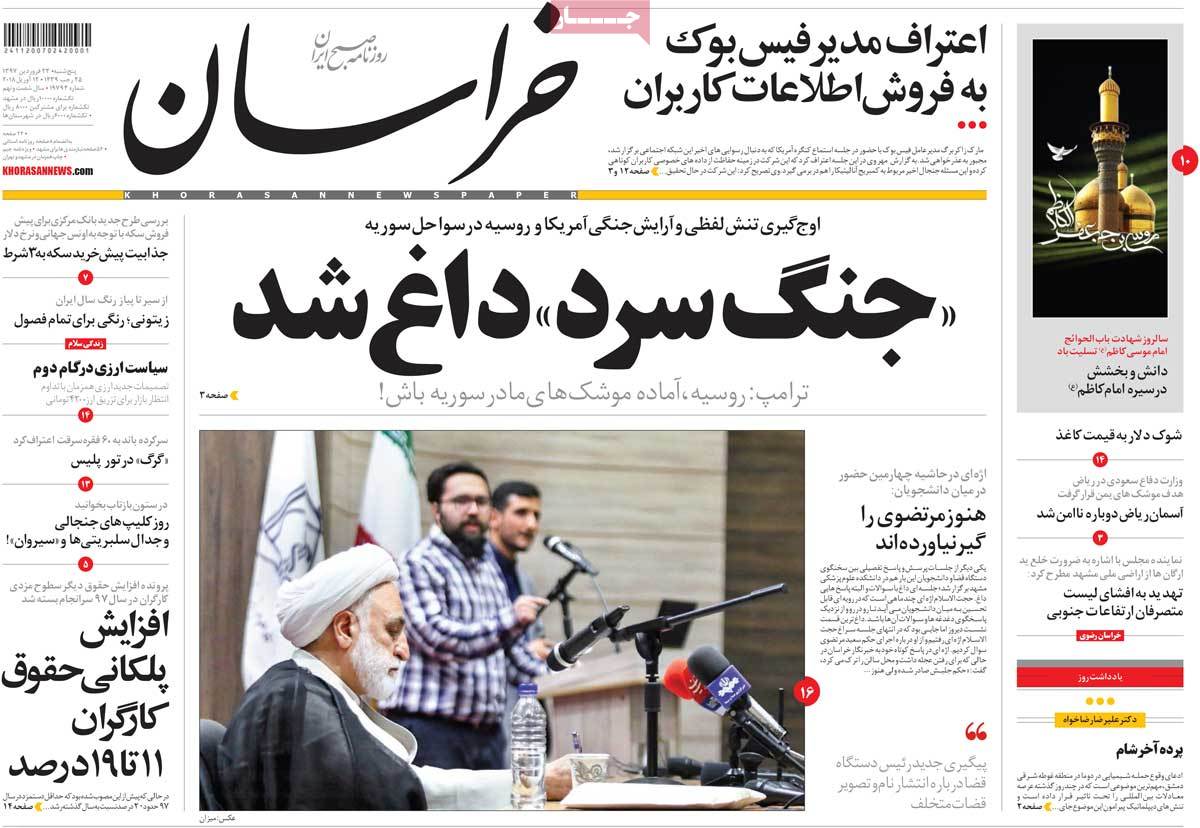 A Look at Iranian Newspaper Front Pages on April 12