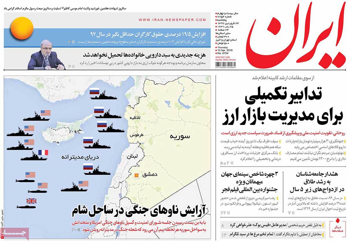 A Look at Iranian Newspaper Front Pages on April 12