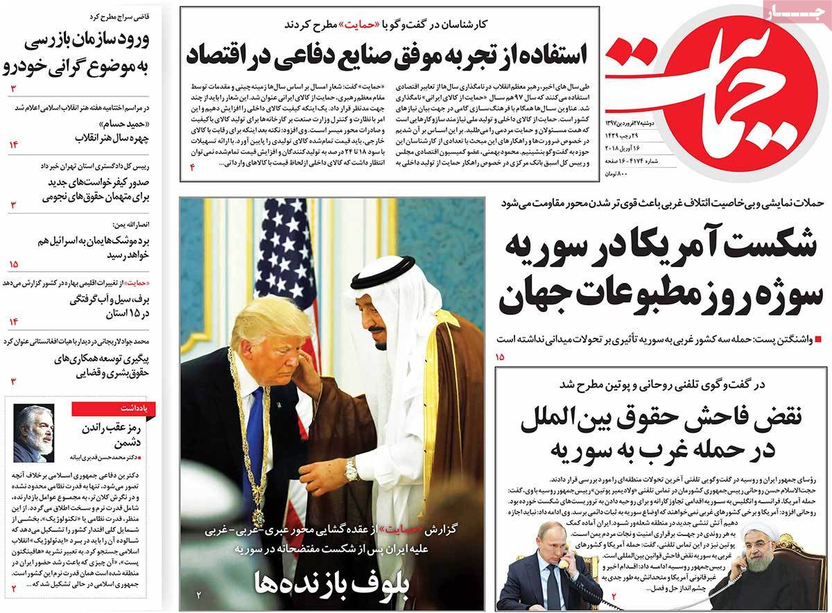 A Look at Iranian Newspaper Front Pages on April 16