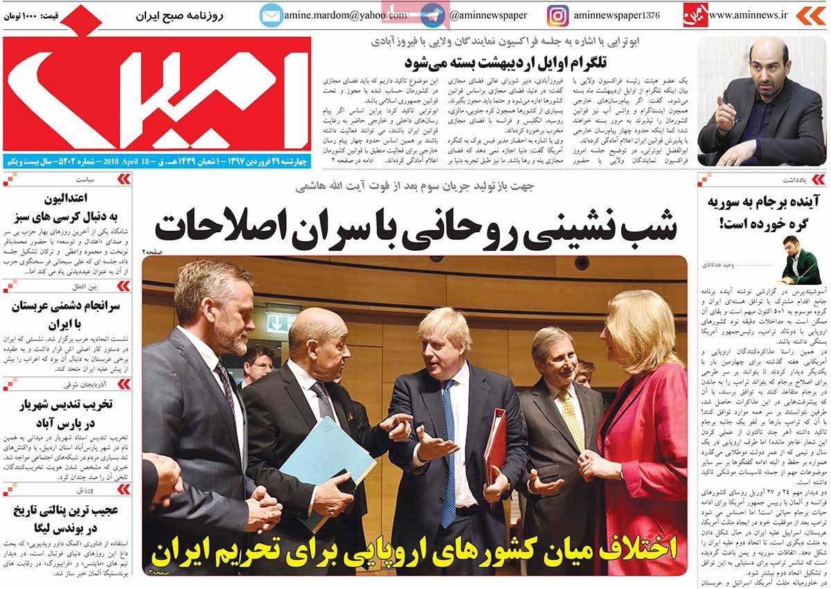 A Look at Iranian Newspaper Front Pages on April 18