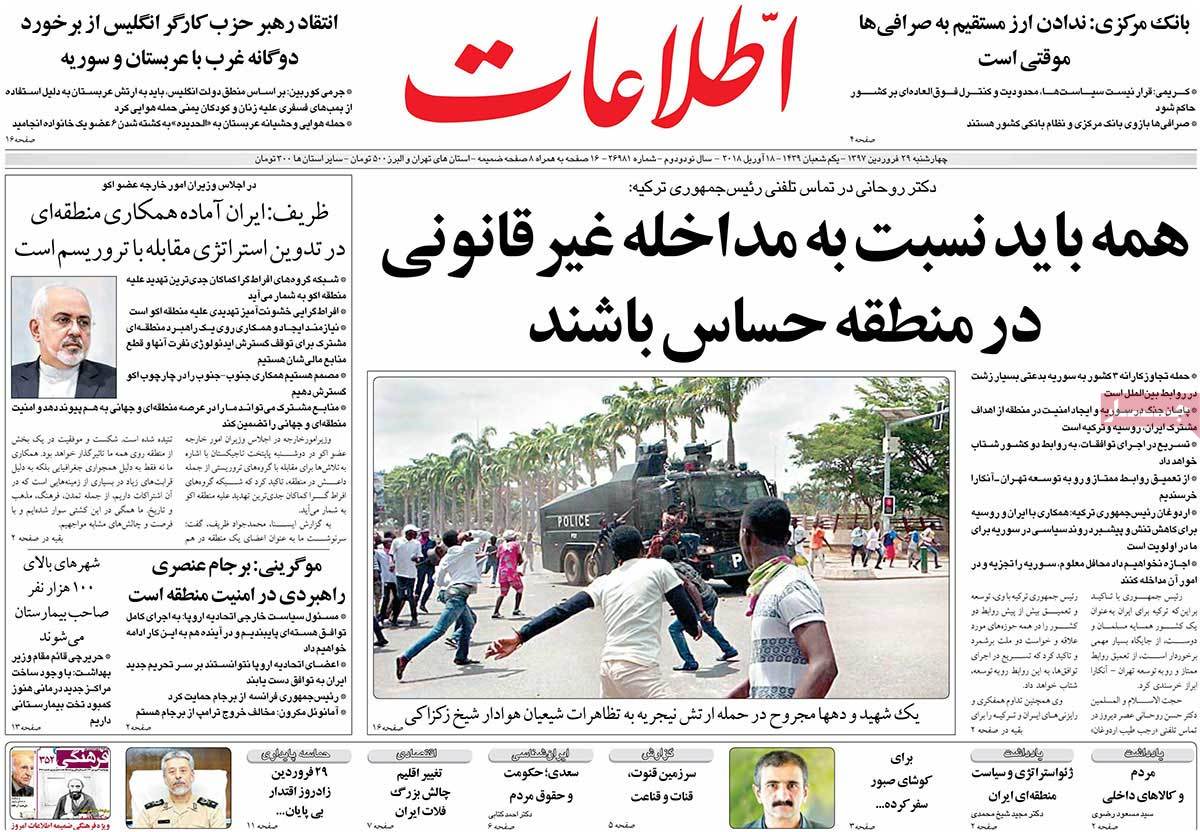 A Look at Iranian Newspaper Front Pages on April 18