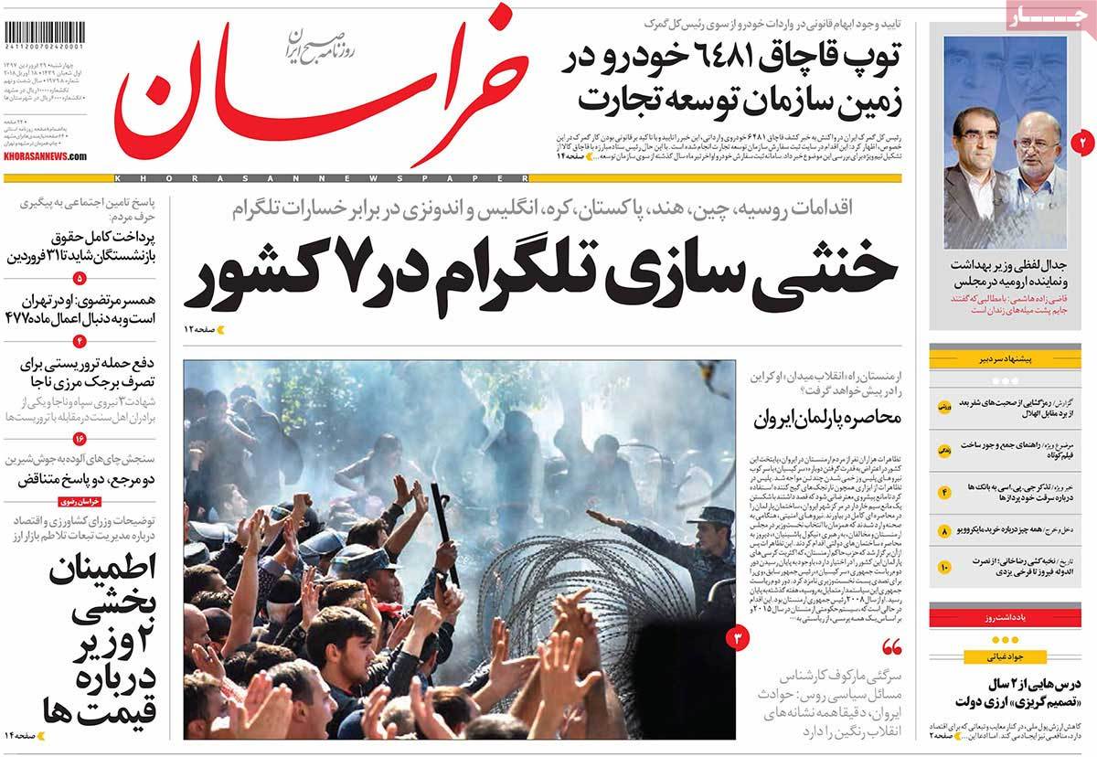 A Look at Iranian Newspaper Front Pages on April 18