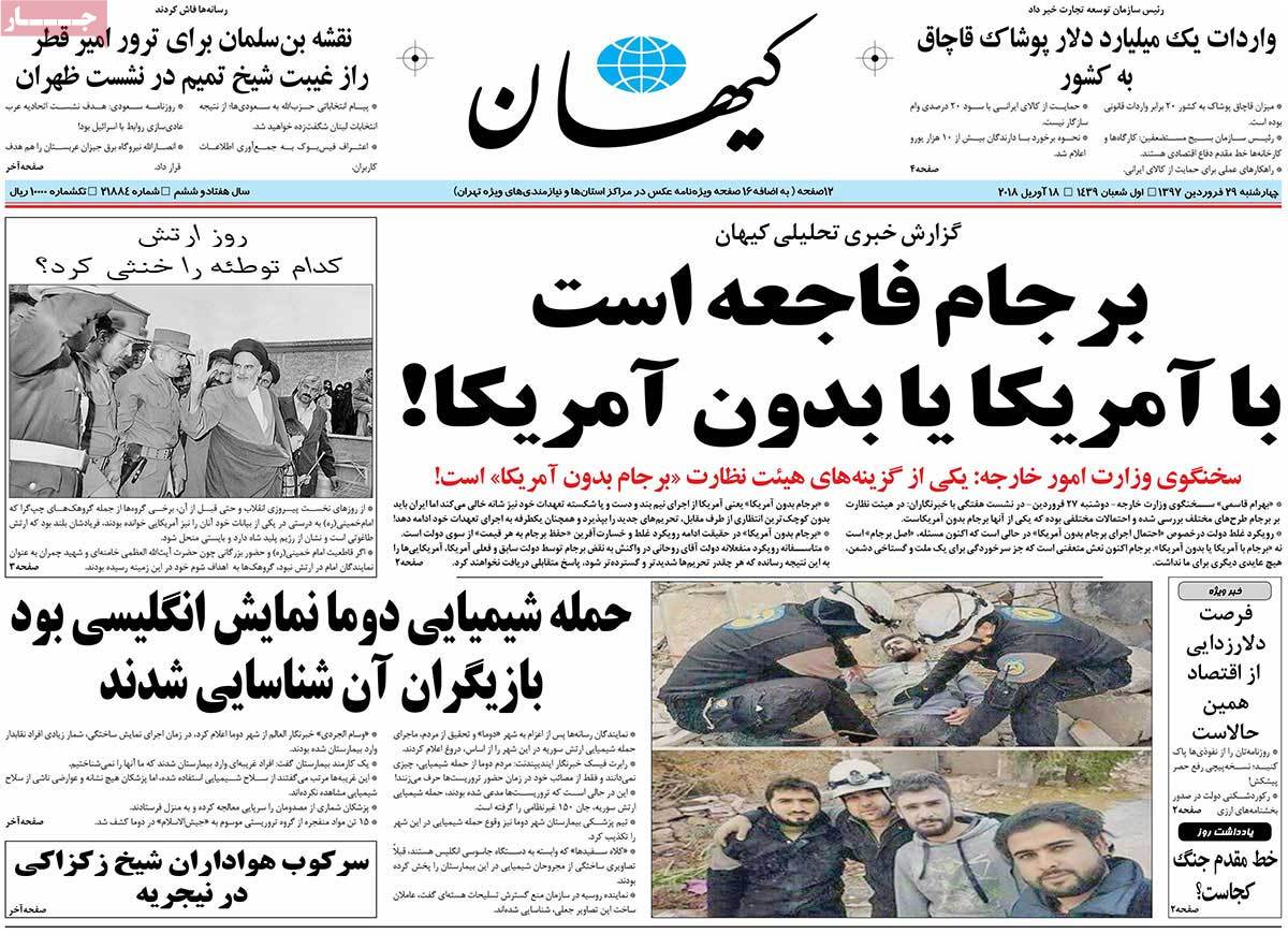 A Look at Iranian Newspaper Front Pages on April 18