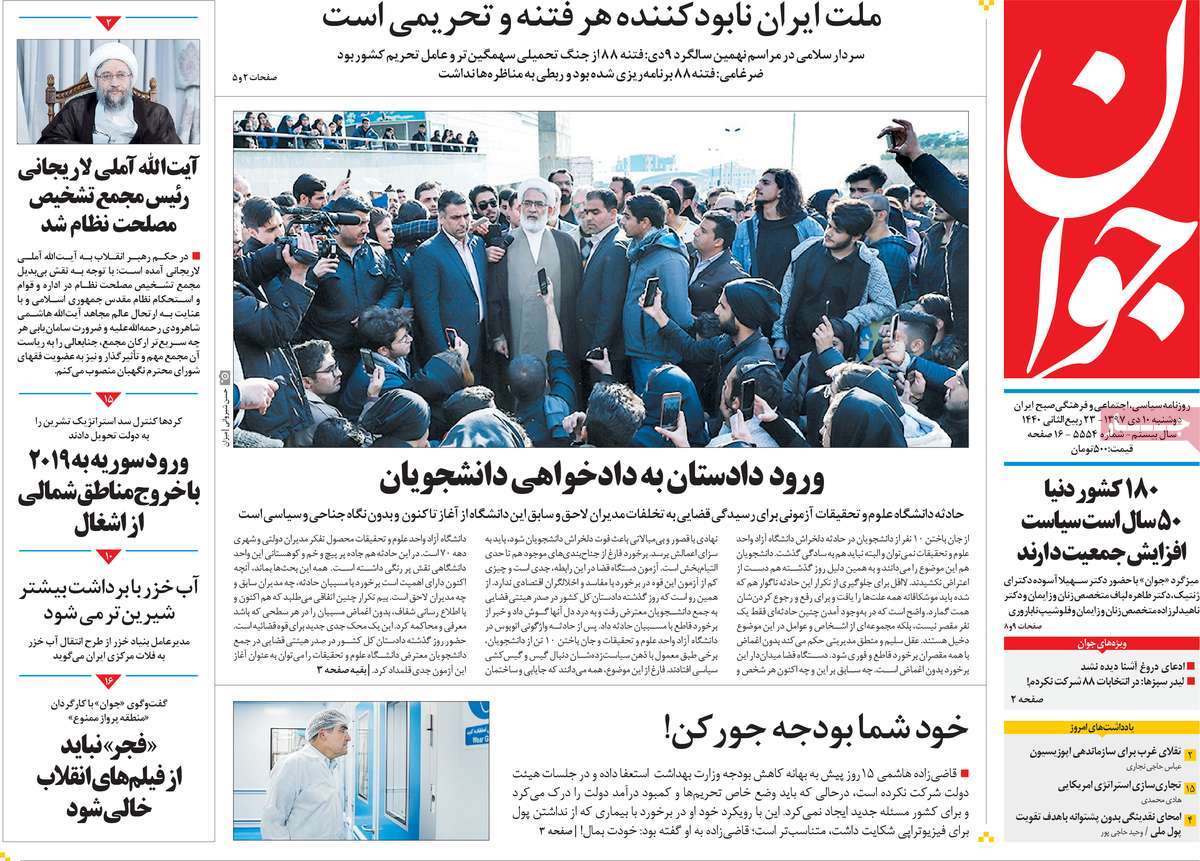 A Look at Iranian Newspaper Front Pages on December 31