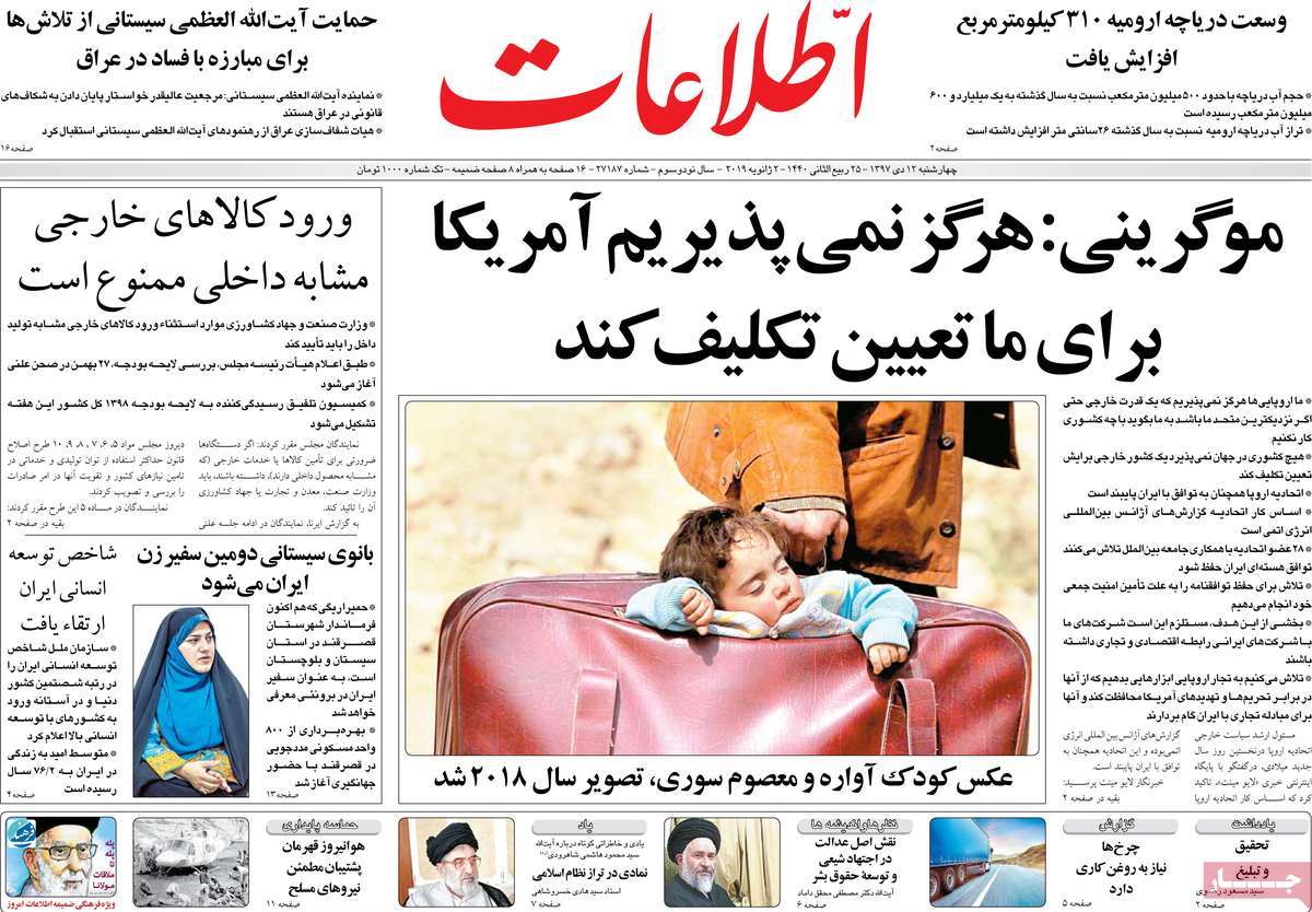 A Look at Iranian Newspaper Front Pages on January 2