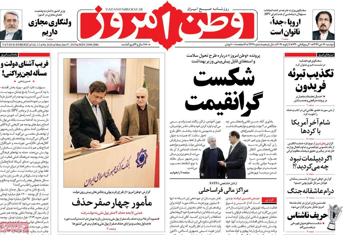 A Look at Iranian Newspaper Front Pages on January 7