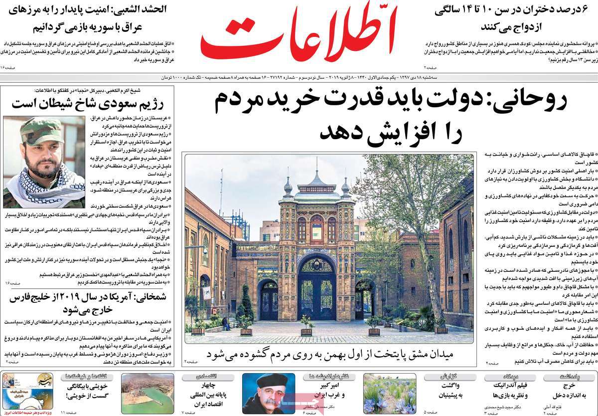 A Look at Iranian Newspaper Front Pages on January 8