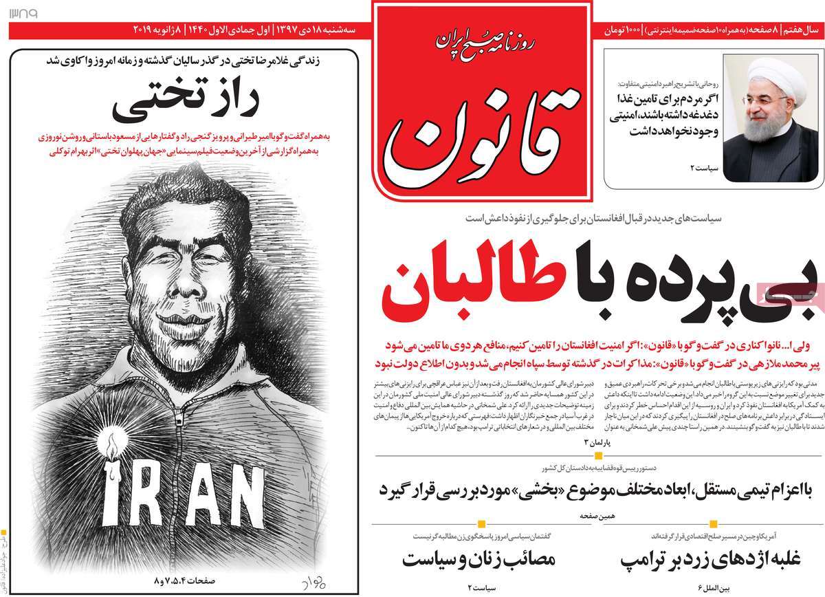 A Look at Iranian Newspaper Front Pages on January 8