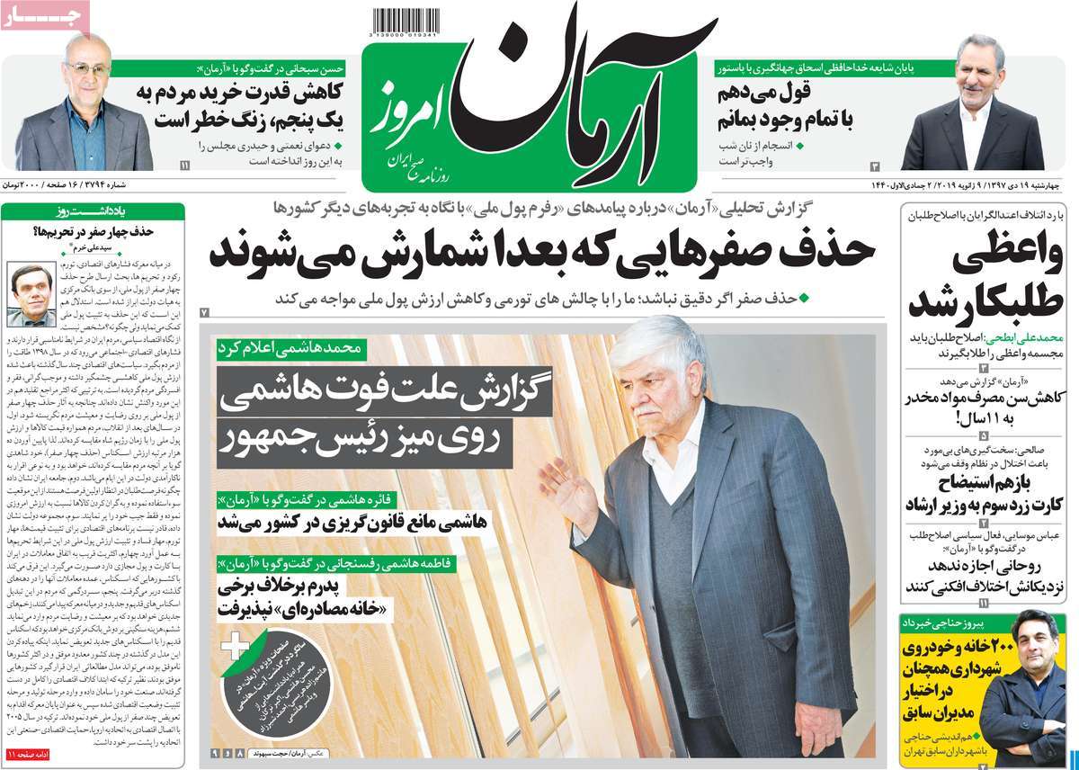 A Look at Iranian Newspaper Front Pages on January 9