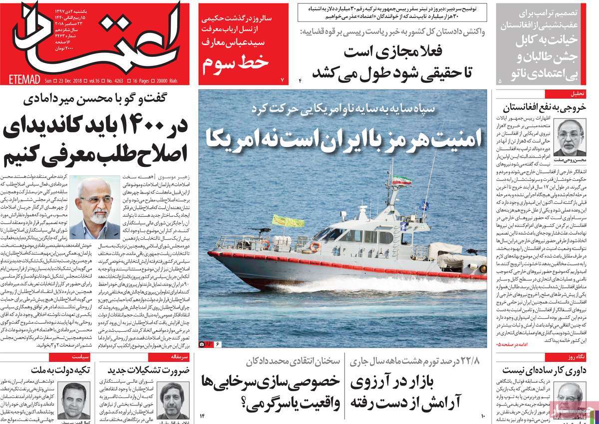 A Look at Iranian Newspaper Front Pages on December 23