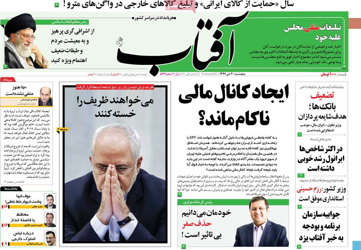 A Look at Iranian Newspaper Front Pages on January 10