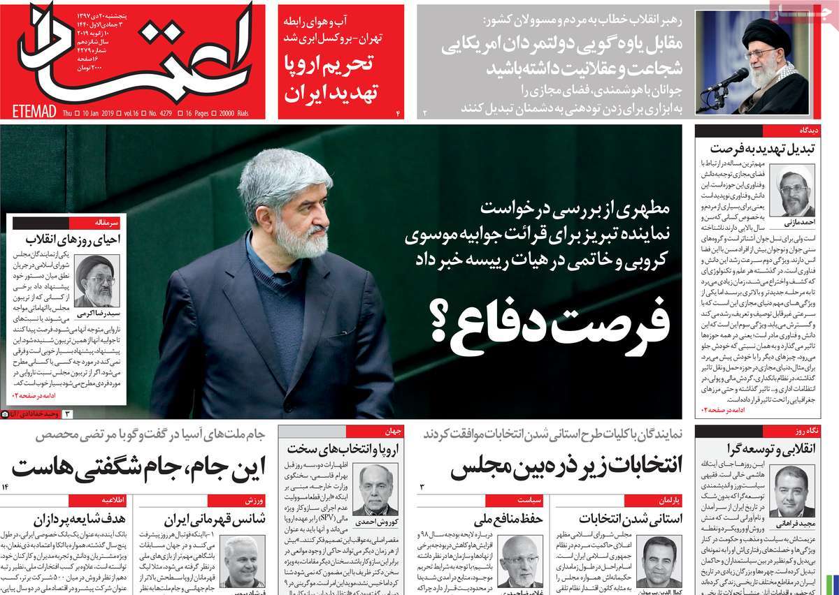A Look at Iranian Newspaper Front Pages on January 10
