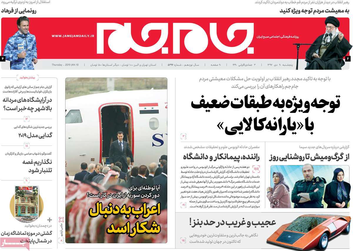 A Look at Iranian Newspaper Front Pages on January 10