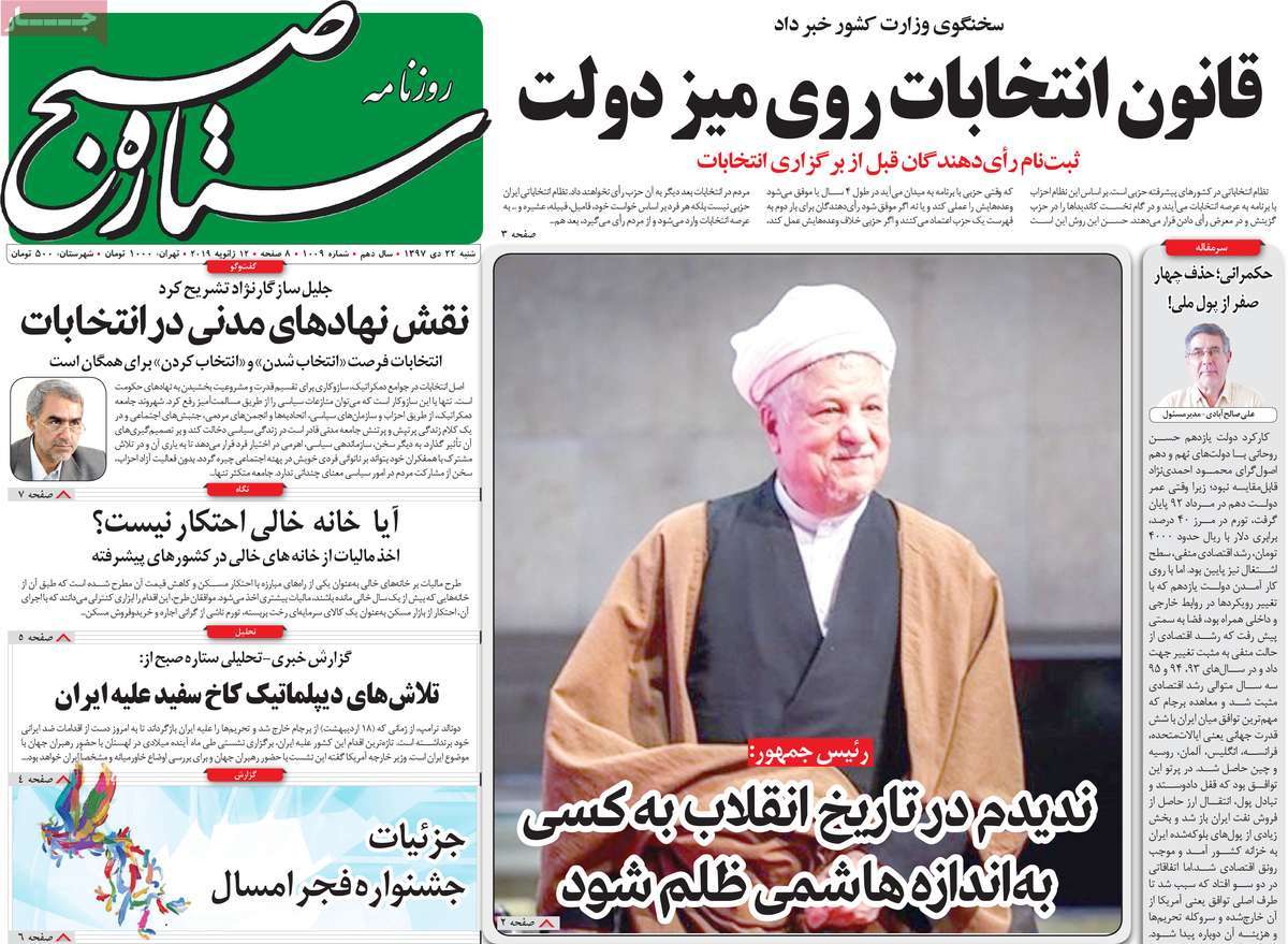 A Look at Iranian Newspaper Front Pages on January 12