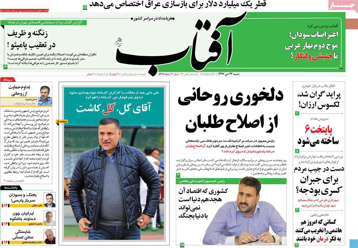 A Look at Iranian Newspaper Front Pages on January 12