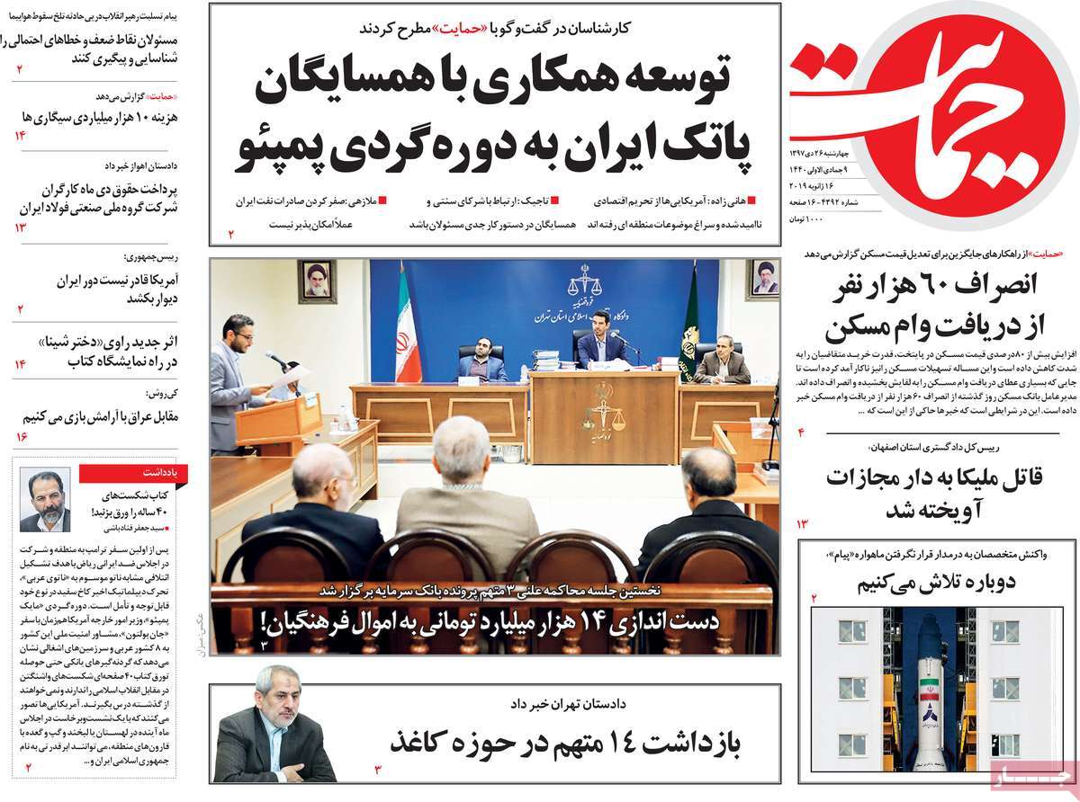 A Look at Iranian Newspaper Front Pages on January 16