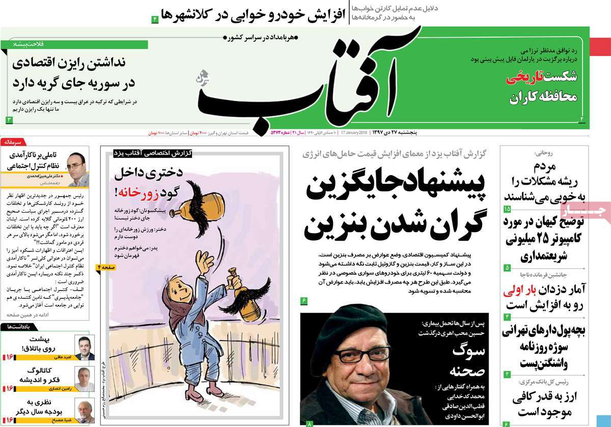 A Look at Iranian Newspaper Front Pages on January 17