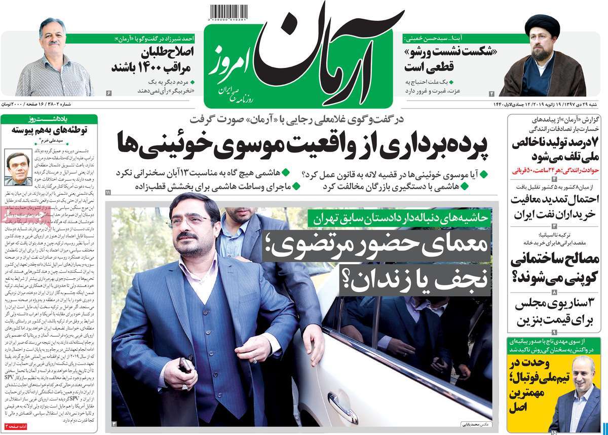 A Look at Iranian Newspaper Front Pages on January 19