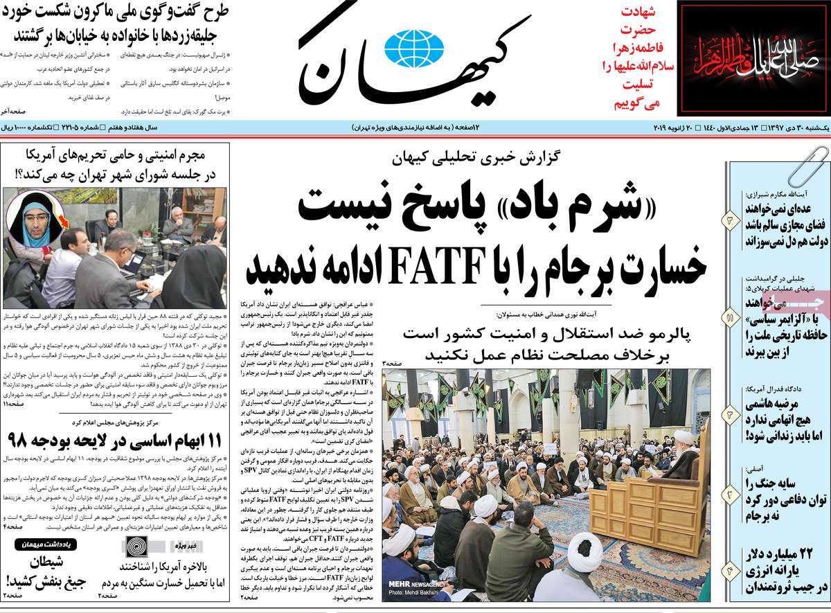 A Look at Iranian Newspaper Front Pages on January 20