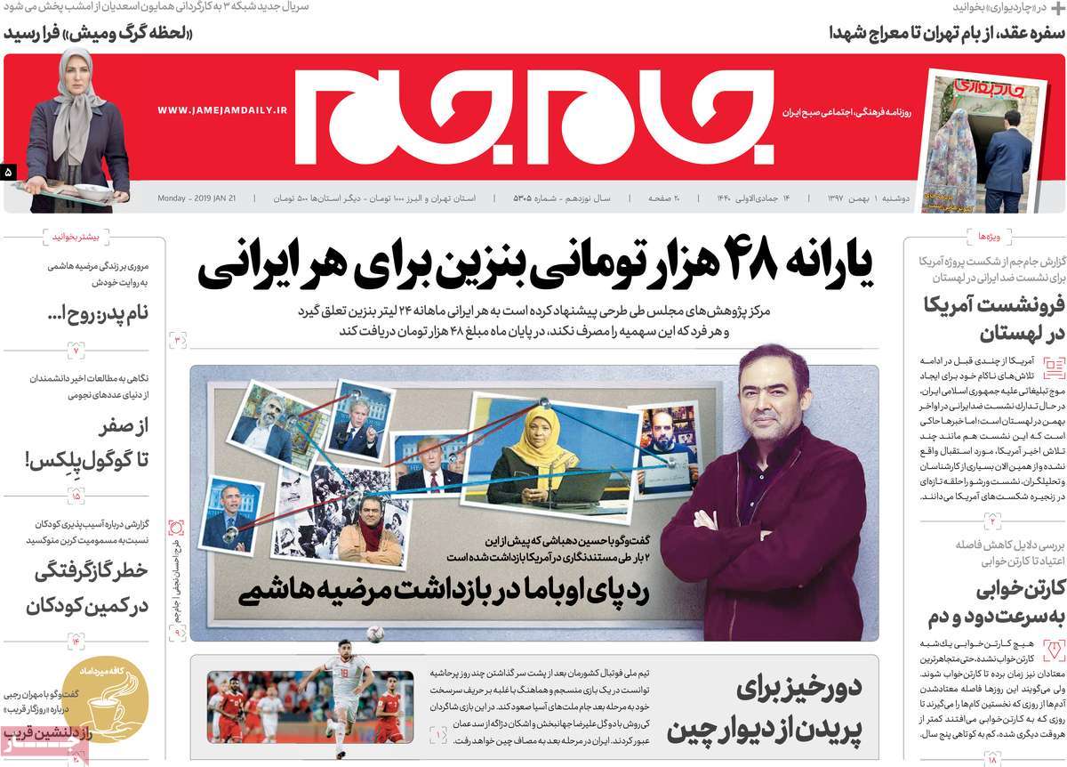 A Look at Iranian Newspaper Front Pages on January 21